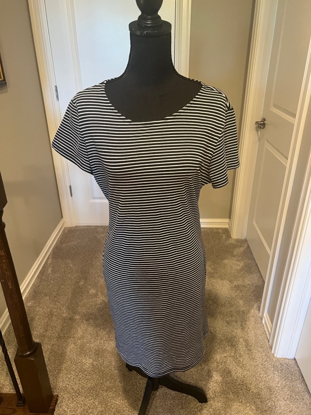 Workshop Republic Clothing Black & White Striped Midi Dress